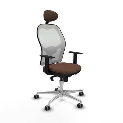Chaise de Bureau avec Appui-tête Jorquera Piqueras y Crespo 1D086G1 Blanc Brun foncé