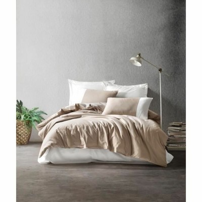 Parure de couette Blanc Marron 220 x 240 cm