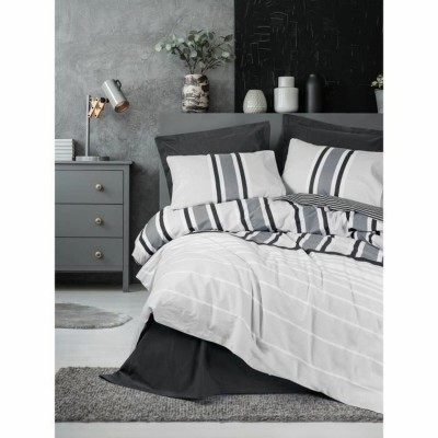 Parure de couette Blanc Gris 220 x 240 cm