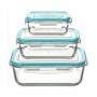 Set of 3 lunch boxes 5five Simply Smart Blue Transparent Crystal 300 ml 690 ml 1000 L 800 g