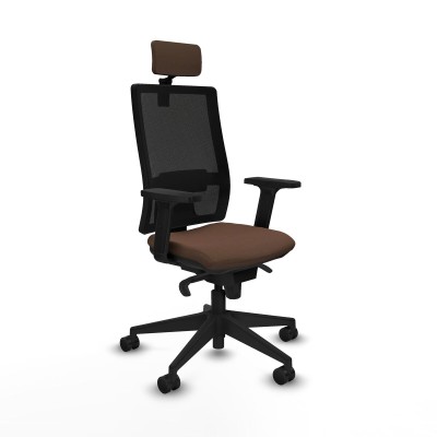 Chaise de Bureau avec Appui-tête Piqueras y Crespo 2D066N2 Noir Brun foncé