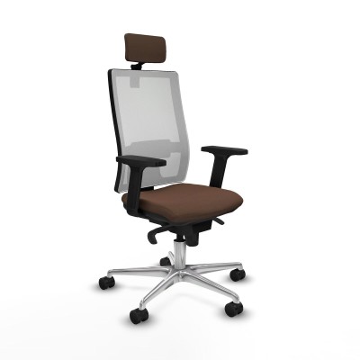 Chaise de Bureau avec Appui-tête Piqueras y Crespo 2D086N2 Blanc Brun foncé