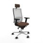 Chaise de Bureau avec Appui-tête Piqueras y Crespo 2D086N2 Blanc Brun foncé