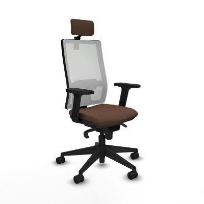 Chaise de Bureau avec Appui-tête Piqueras y Crespo 2D066N2 Blanc Brun foncé