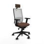 Chaise de Bureau avec Appui-tête Piqueras y Crespo 2D066N2 Blanc Brun foncé