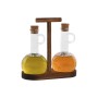 Oil and Vinegar Set Home ESPRIT Natural Crystal Acacia 350 ml 20,4 x 9 x 21 cm