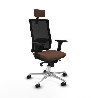 Chaise de Bureau avec Appui-tête Piqueras y Crespo 2D086N2 Noir Brun foncé