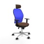 Office Chair with Headrest Piqueras y Crespo 1D086N2 Blue Dark brown
