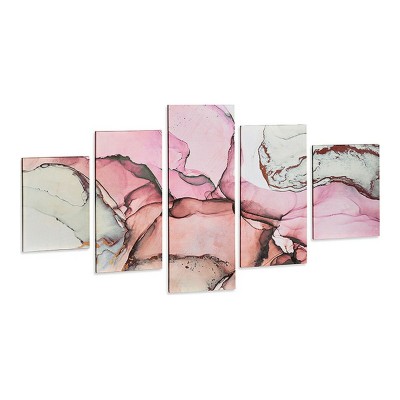 Cadre Toile Marbre Rose (5 Pièces)