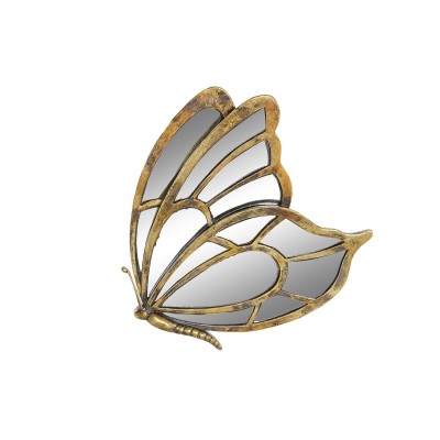 Décoration murale DKD Home Decor Miroir Doré Résine Papillon (25 x 4,5 x 25 cm)