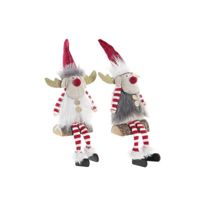 Décorations de Noël DKD Home Decor Polyester Renne (8 x 14 x 19 cm) (2 Unités)