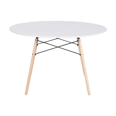 Table de Salle à Manger Home ESPRIT Blanc Noir Naturel Bouleau Bois MDF 120 x 120 x 74 cm