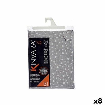 Nappe antitache Kinvara BABEL GRIS 42 Blanc Gris Jacquard Antitaches Pois 140 x 180 cm (8 Unités)