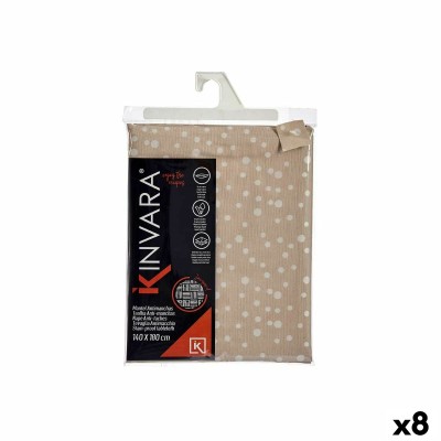 Nappe antitache Kinvara BABEL BEIGE 41 Blanc Beige Jacquard Antitaches Pois 140 x 180 cm (8 Unités)