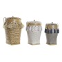 Set of decorative boxes DKD Home Decor White Grey Natural Bamboo Fringe Boho (3 Pieces)