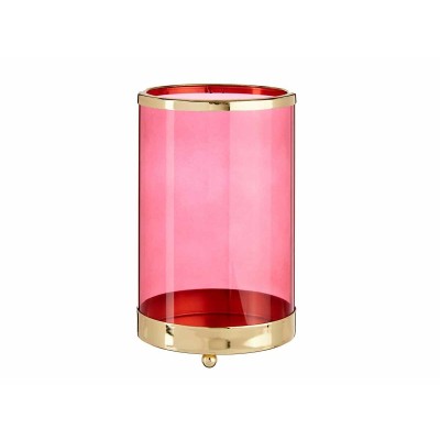 Bougeoir Gift Decor SW120613A Rose Doré Métal verre 12,2 x 19,5 x 12,2 cm Cylindre