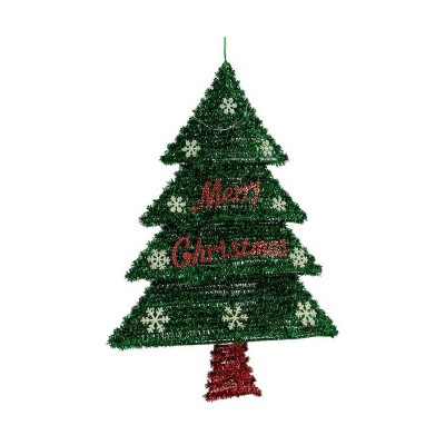 Sapin de Noël Krist+ 19CH147-L Rouge Vert Argenté Argent polypropylène PET Plastique 44 x 58,8 x 7 cm Sapin de Noël