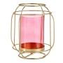 Candleholder Gift Decor SW120663A Pink Golden Metal Glass 19 x 20 x 19 cm Lantern