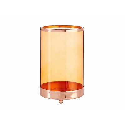 Bougeoir Gift Decor SW120613C Cuivre Ambre Métal verre 12,2 x 19,5 x 12,2 cm Cylindre