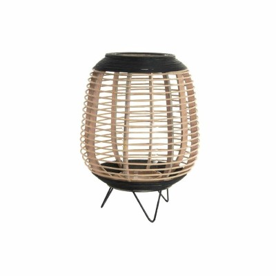 Bougeoir DKD Home Decor Marron Noir Naturel Métal Bambou Verre 32 x 32 x 43 cm