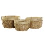 Basket set DKD Home Decor Brown Natural Bamboo Rushes Tropical 40 x 40 x 23 cm 3 Pieces