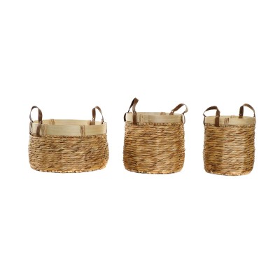 Set de basket DKD Home Decor Marron Naturel Bambou Joncs Tropical 40 x 40 x 24 cm 4 Kg 3 Pièces