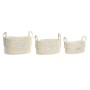 Basket set DKD Home Decor Natural Light brown Natural Fibre Boho 34 x 23 x 20 cm 3 Pieces