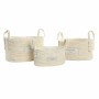 Basket set DKD Home Decor Natural Light brown Natural Fibre Boho 34 x 23 x 20 cm 3 Pieces
