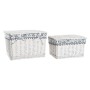 Basket set DKD Home Decor Blue White wicker 45 x 35 x 30 cm 4 Kg 2 Pieces