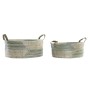Basket set DKD Home Decor White Turquoise Natural Seagrass Tropical 45 x 35 x 18 cm 2 Pieces