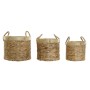 Set de basket DKD Home Decor Marron Naturel Bambou Joncs Tropical 35 x 35 x 30,5 cm 35 x 35 x 31 cm 3 Pièces