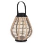 Lantern Gift Decor D23028S Black Beige Wood Cloth Glass Lantern 25 x 30 x 25 cm With handle (2 Units)