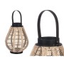 Lantern Gift Decor D23028S Black Beige Wood Cloth Glass Lantern 25 x 30 x 25 cm With handle (2 Units)