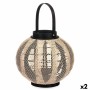 Lantern Gift Decor D23027S Black Beige Wood Cloth Glass Lantern 30 x 30 x 30 cm With handle (2 Units)