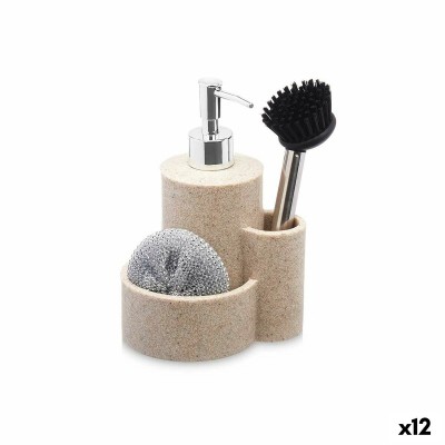 Distributeur de Liquide Vaisselle 2 en 1 Kinvara 92295 Plastique Polyrésine 14 x 18,5 x 12 cm Cuisine (12 Unités)