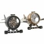 Table clock DKD Home Decor Black Golden Aeroplane Vintage (2 Units)