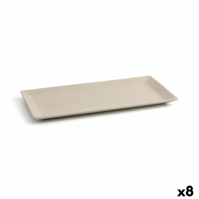 Plateau apéritif Quid Mineral Gres Beige Céramique 15 x 30 cm (8 Unités)
