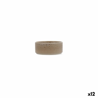 Appetizer Set Ariane Porous Beige Ceramic 12 cm (12 Units)