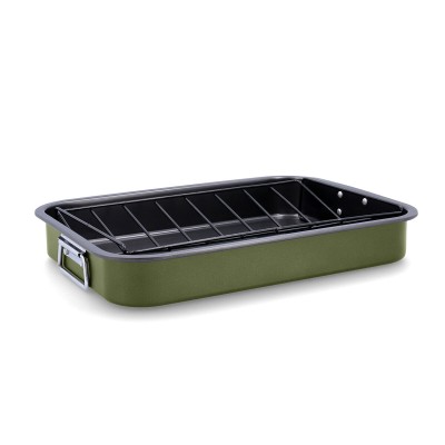 Roasting Tin Quid Naturalia Green Metal 42 x 30,5 x 6,3 cm Grille