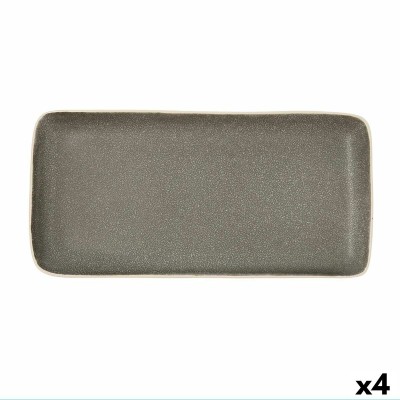 Tray Bidasoa Gio Grey Ceramic 28 x 14 cm Rectangular (4 Units)