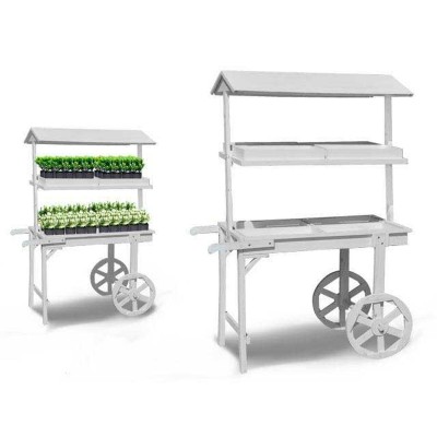 Support à roulettes pour pots de fleurs Ibergarden WP15014-W Blanc Bois 121 x 171 x 59 cm