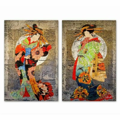 Canvas DKD Home Decor Pinewood Canvas 40 x 1,8 x 60 cm