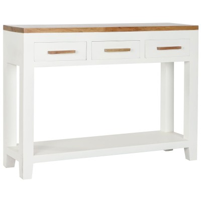Table d'appoint DKD Home Decor Blanc Marron Acacia Bois de manguier 110 x 30 x 80 cm