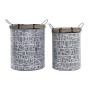 Set de basket DKD Home Decor Blanc Marron Noir Corde Fer 4 Kg (2 Pièces)