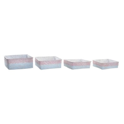 Set de basket DKD Home Decor Fibre naturelle méditerranéen Boho 26 x 26 x 9 cm 8,5 cm