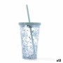 Verre avec Paille Quid Quidate Bleu Plastique 425 ml (12 Unités)