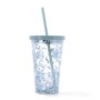 Verre avec Paille Quid Quidate Bleu Plastique 425 ml (12 Unités)