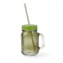 Carafe avec Couvercle et Paille Quid Maison Vert verre 450 ml (12 Unités)