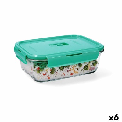 Boîte à lunch hermétique Luminarc Turquesa Turquoise verre 1,22 L (6 Unités)
