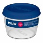 Boîte à lunch hermétique Milan 500 ml Bleu Transparent Plastique Ronde Ø 12 cm